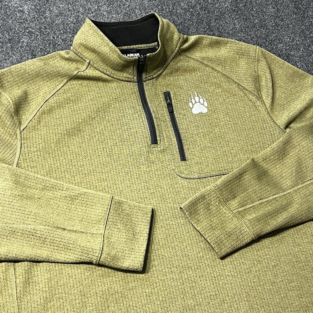 Alaskan Hardgear Sweatshirt Mens 2XL Green 1/4 Zip Fleece Pullover Outdoor Hike